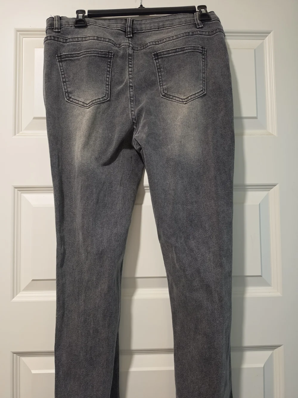 SHEIN Grey Distressed Flare Jeans with Ripped Paneling